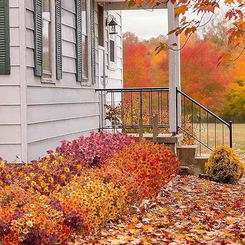 Miniatura 7 de 16 paquetes de flores artificiales de otoño para exteriores, resistentes a los rayos UV, margaritas sintéticas, coloridas que no se decoloran,