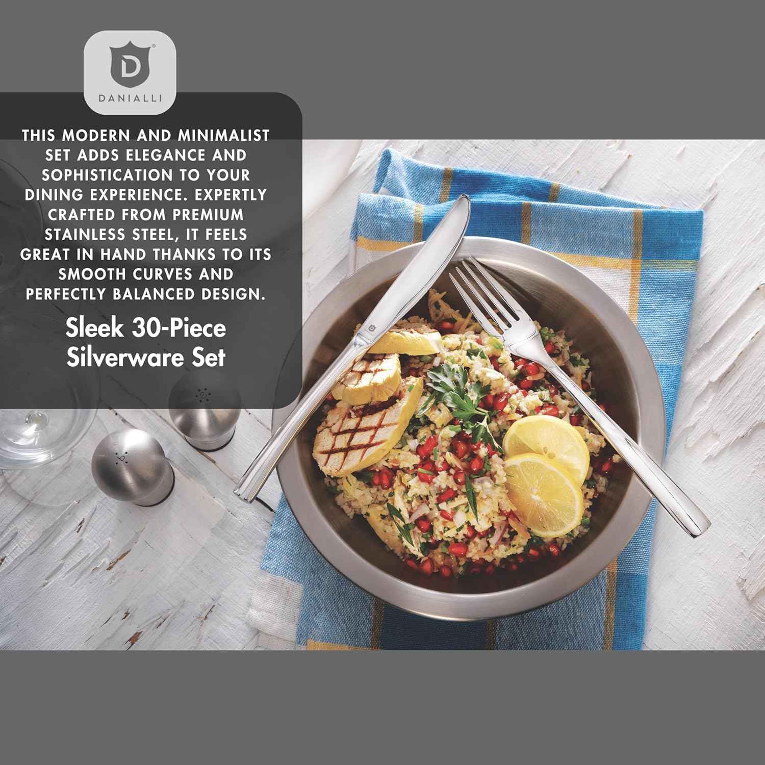 30-Piece Flatware Set For 6, Modern Sleek Design Silverware Set, 18 10 Stainless Steel Utensils, Include Knife/Fork/Spoon, Mirror Polished Set of Cutlery, Dishwasher Safe