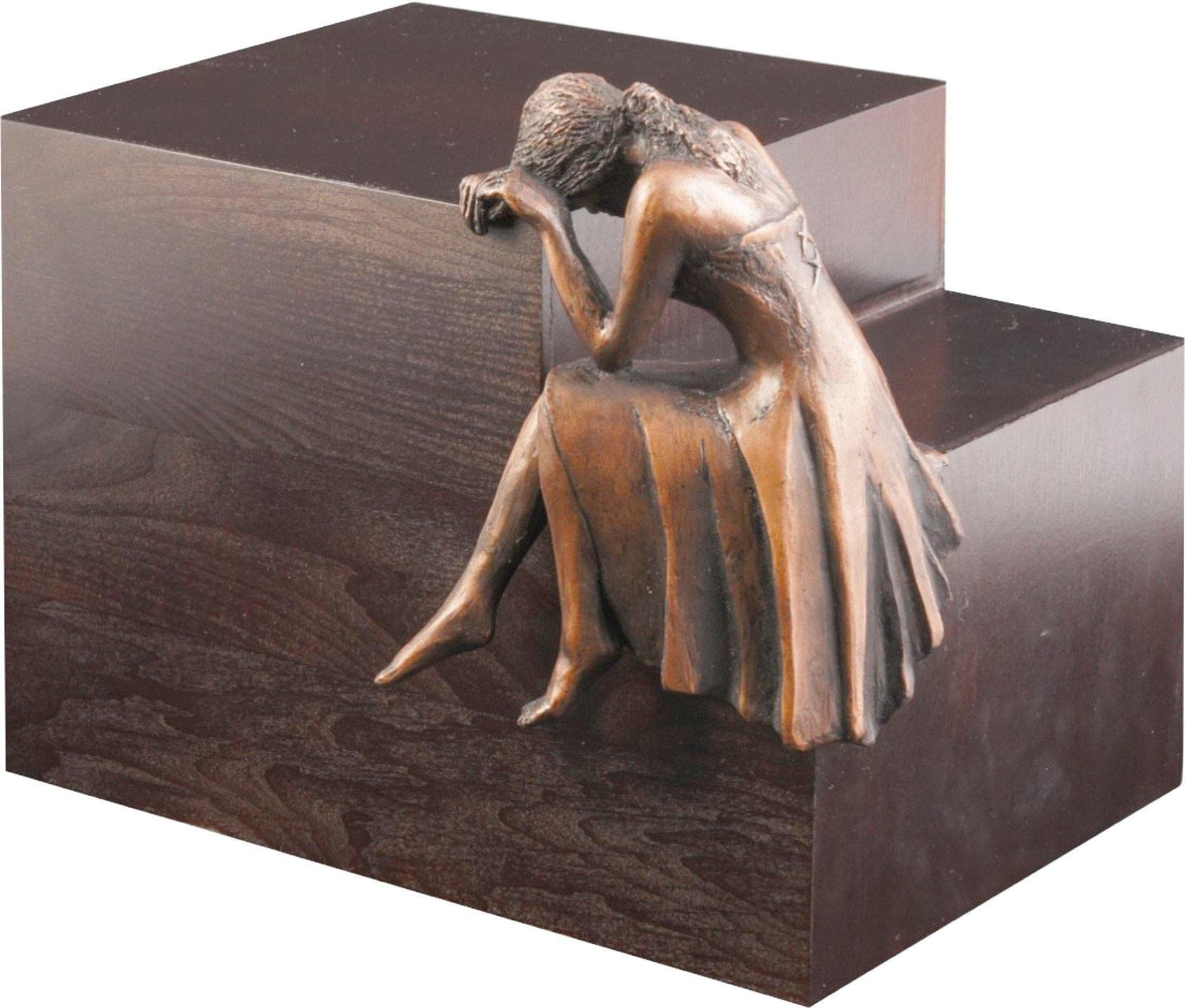 Urns UK Cremation Urn-Beaminster Weeping Angel Copper, Wood, 28 x 22 x 22 cm
