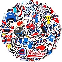 Vista 1 de Paquete de 100 calcomanías de hockey sobre hielo, regalos de decoración de fiesta de hockey, calcomanías impermeables para botella de agua, laptop