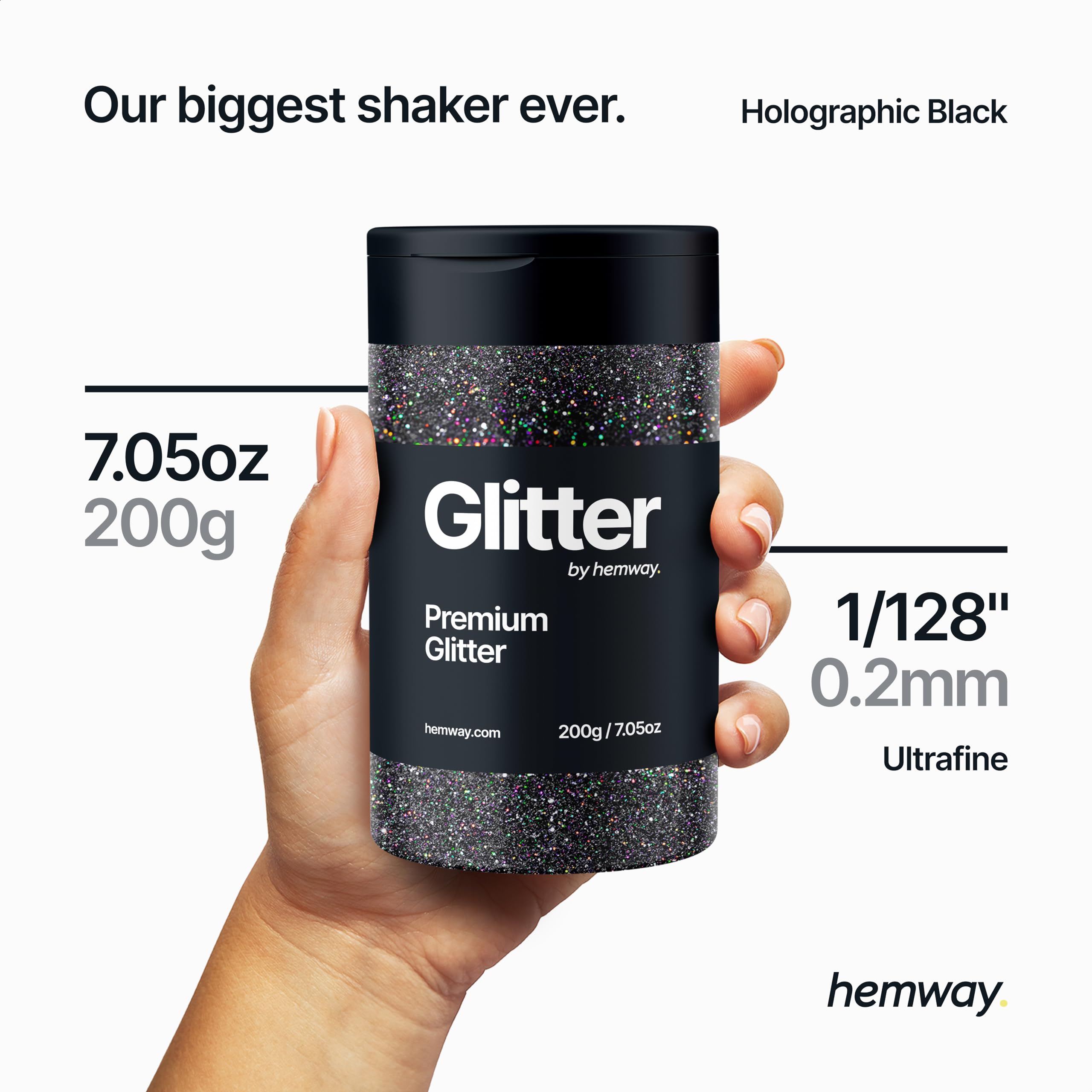 Hemway Black Holographic Glitter Shaker - Image 3