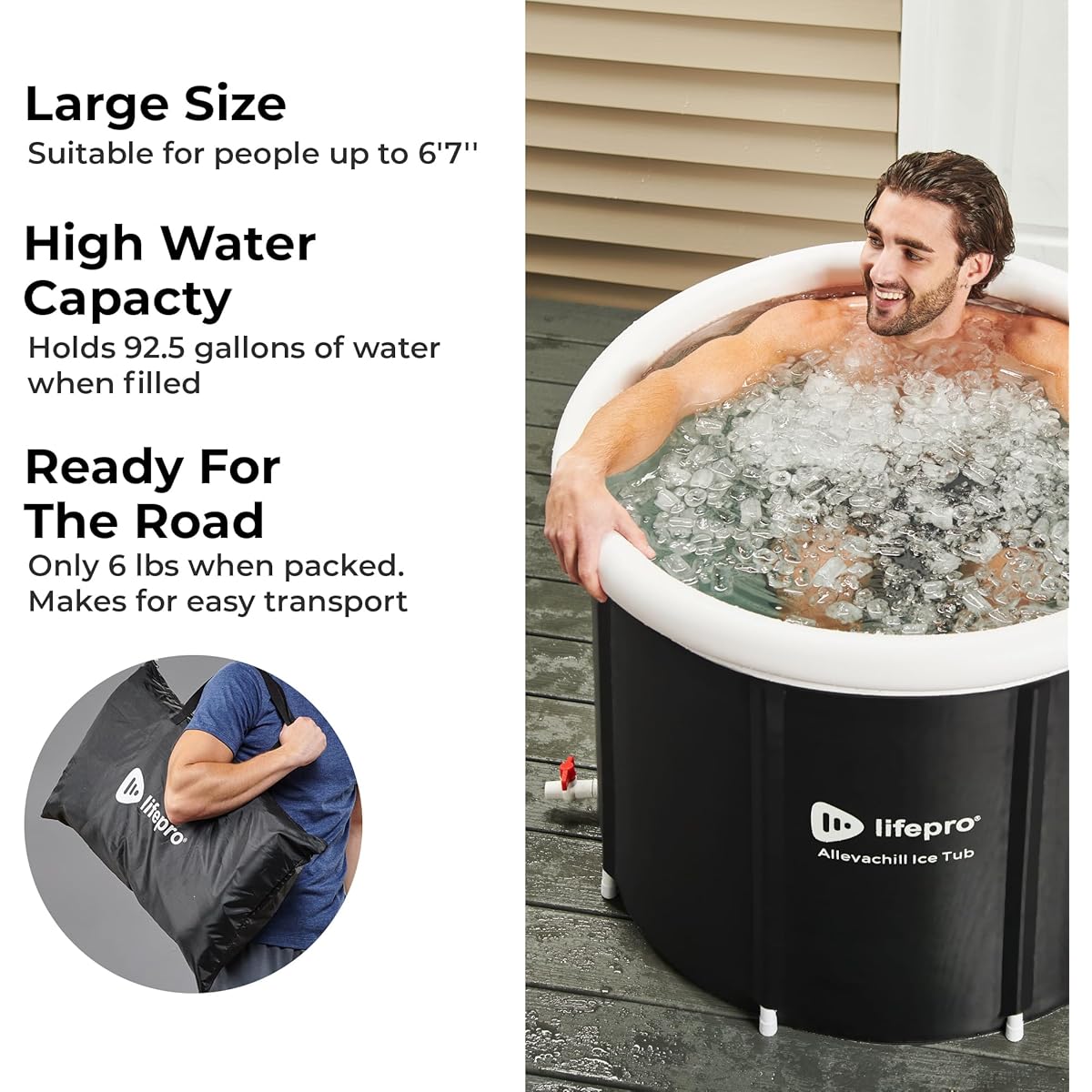 20/mo Finance Lifepro Cold Plunge Tub Portable Ice Bath Tub for