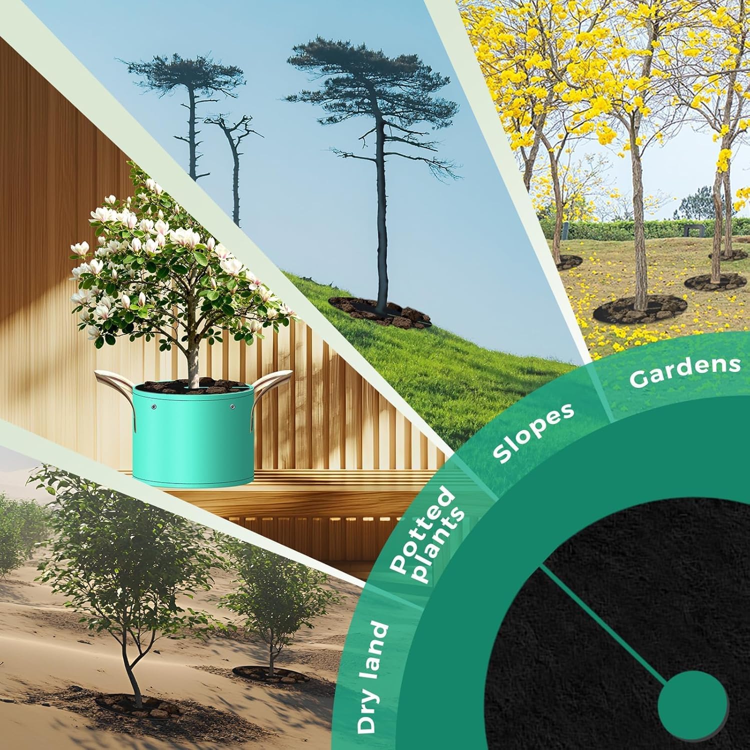 MEISO 20 Pezzi Dischi Pacciamatura per Alberi, Anelli Pacciamatura per Alberi Non Tessuto, Tappetino Pacciamante Anti-Erbacce Rotondo, Tappetino Protezione Albero per Controllo delle Erbacce (32cm)