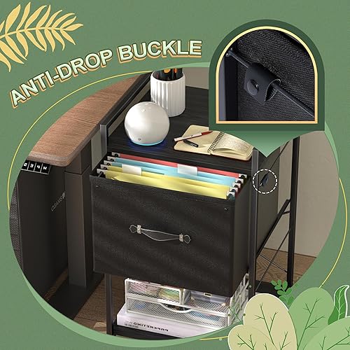 Miniatura 3 de VECELO Carro de archivos rodante con carpetas colgantes, organizador de archivos de escritorio móvil con ruedas con cerradura, archivador moderno