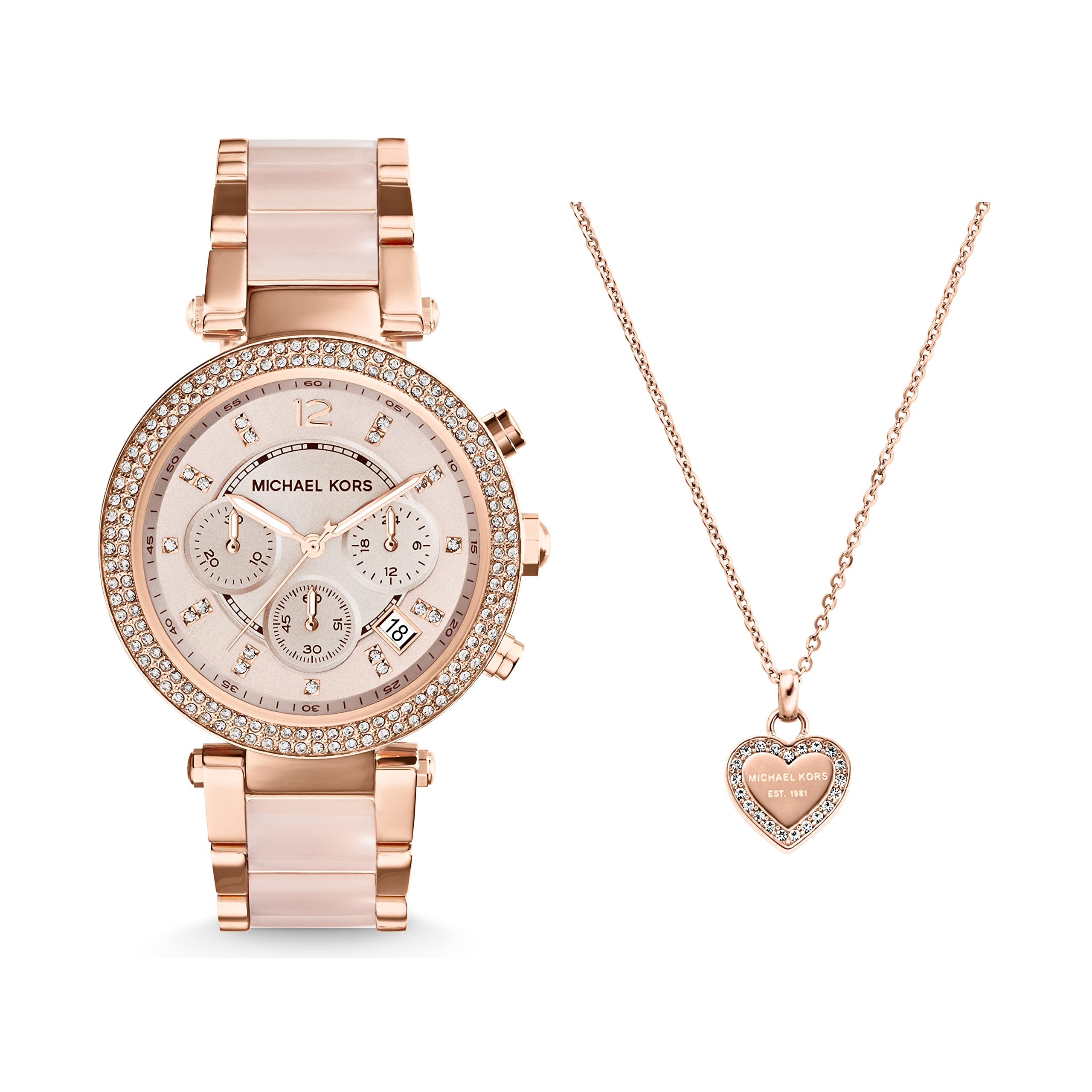 Michael Kors Parker Watch and Necklace Set