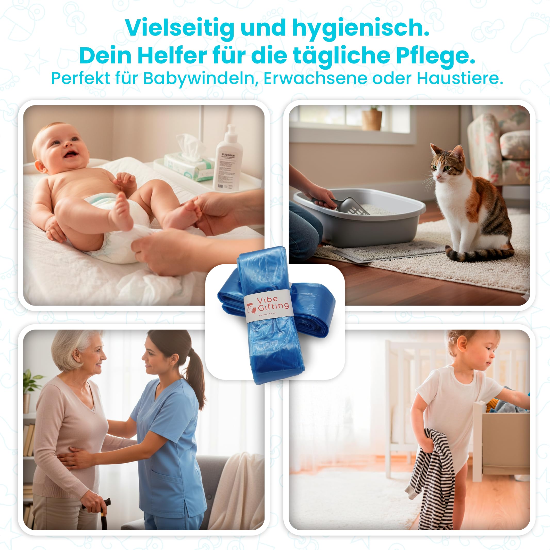VibeGifting® XXL-Familienpackung – 9 windeleimer nachfüllfolie à 10 m, kompatibel mit Tommee Tippee Nachfüllkassette, Universell, Duftend, Geruchsneutralisierend, BPA-frei, 100% Recycelt