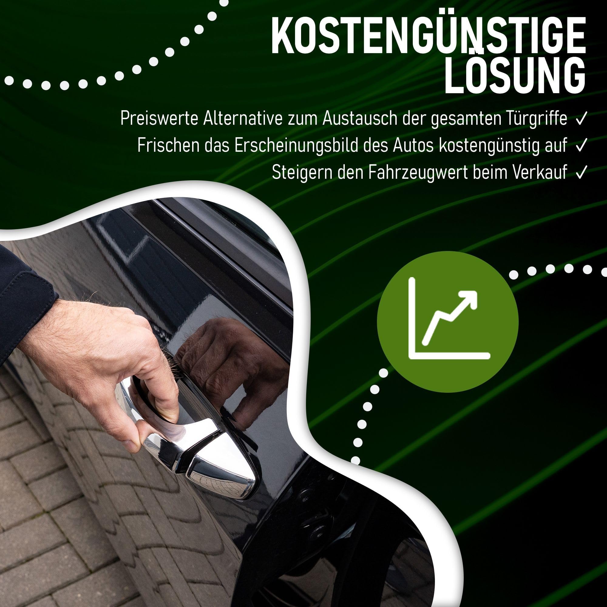 CHROMEMASTER | Auto Türgriff Schale Kompatibel mit Ford Tourneo Courier 2023+ | Außentürgriff Türgriffabdeckung; Edelstahl; Farbe: Chrom; Schutz und ein Neuer Look für Ihre Autotürgriffe; 10 Stk.