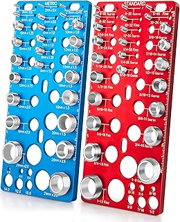 62 Pcs Nut and Bolt Thread Checker - 25 Standard + 25 Metric Thread Gauges | 12 Drill Bit Gauges, Wall-Mountable Bolt Size Finder for Identifying Fastener & Drill Bits