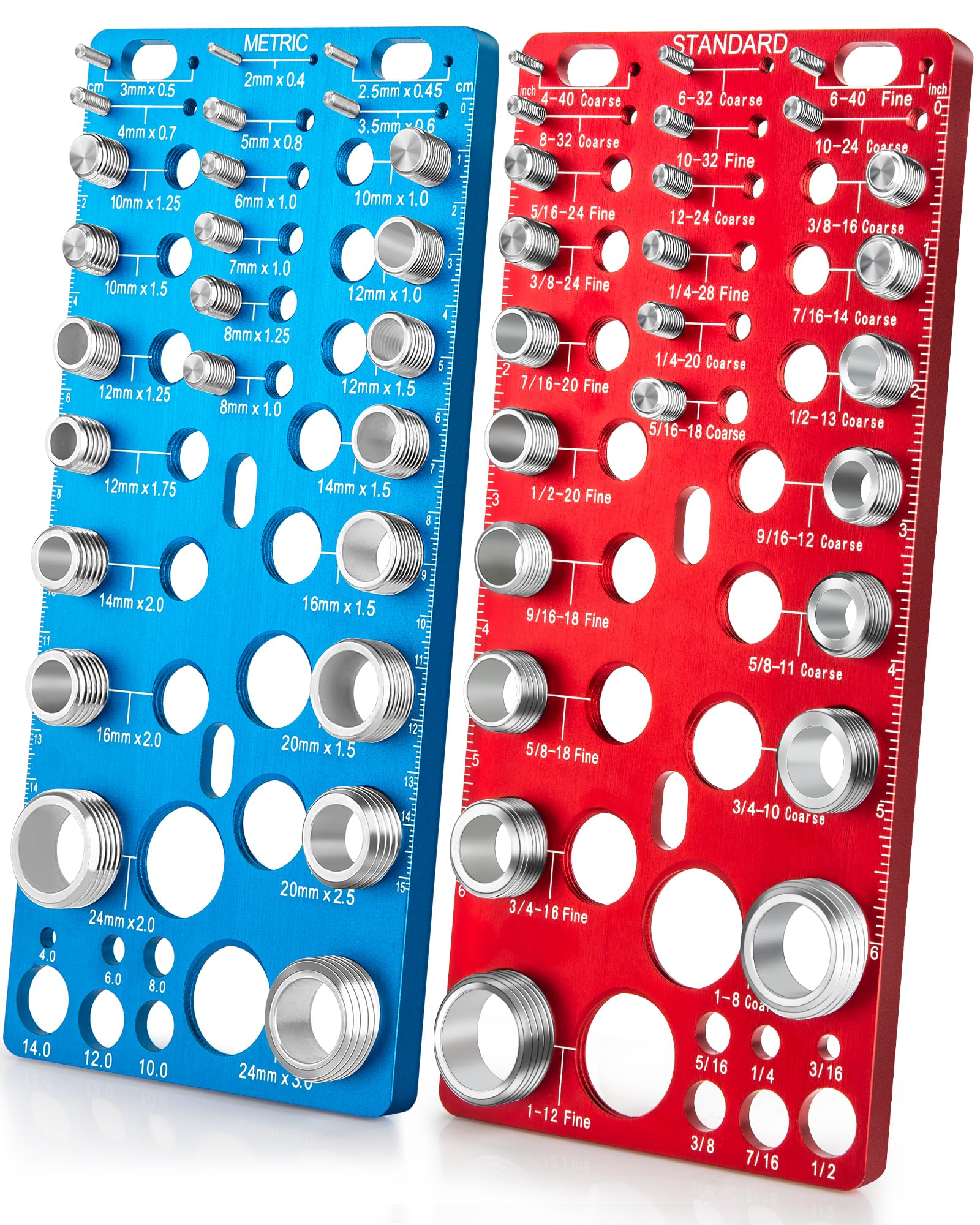 62 Pcs Nut and Bolt Thread Checker - 25 Standard + 25 Metric Thread Gauges | 12 Drill Bit Gauges, Wall-Mountable Bolt Size Finder for Identifying Fastener & Drill Bits