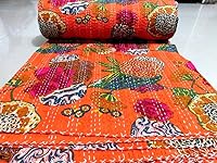 Vista 2 de Edredón 100% algodón con patrón floral beige para decoración del hogar, colcha reversible tamaño Queen (90 x 108 pulgadas)