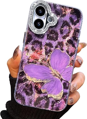 Miniatura 27 de I-MGAE-IN-AR - Funda diseñada para iPhone 12 y 12 Pro, diseño de mariposa plateada brillante, funda protectora de poliuretano termoplástico, suave,