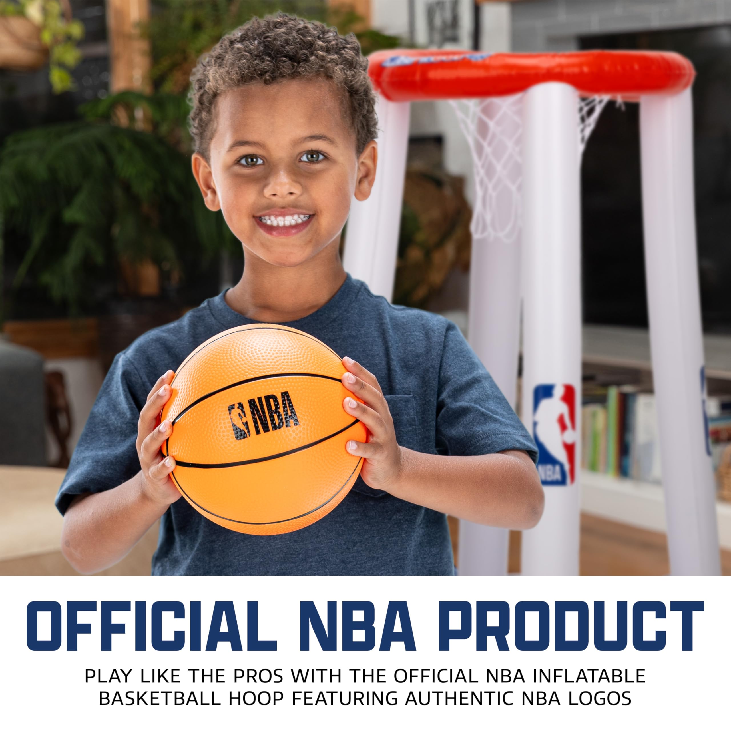 Franklin Sports NBA Alley-Hoop Kids Inflatable Toy Basketball Hoop Set - Indoor + Outdoor Mini Inflatable Hoop + Basketball Set for Kids Ages 3+ - Boys + Girls Basketball Toy - 48" Inches - Image 8