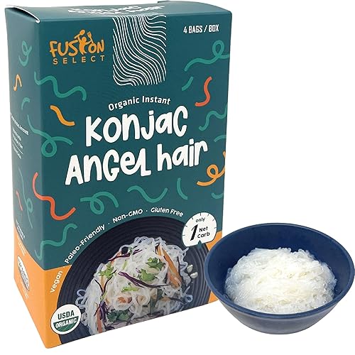 Fusion Select Konjac Noodles - Shirataki Angel Hair sustituto a base de plantas - Pasta de dieta saludable - rica en fibra - Vegana apta para keto