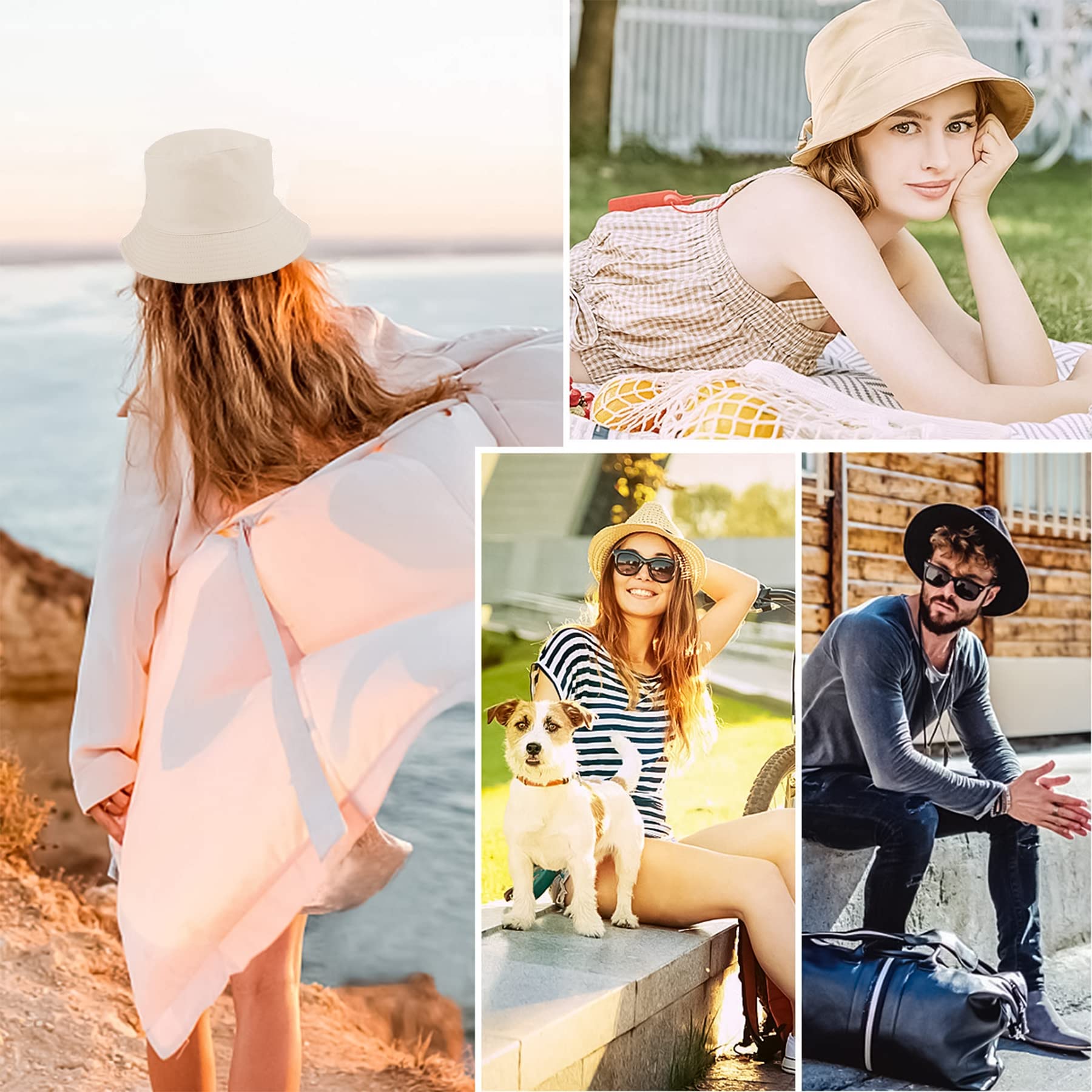 Feng Shui， Sombreros de Pescador para Mujer - Sombreros de Sol de Playa de Verano de algodón Reversible Sombrero de Pescador Plegable para Viajes Playa Senderismo Reino Unido