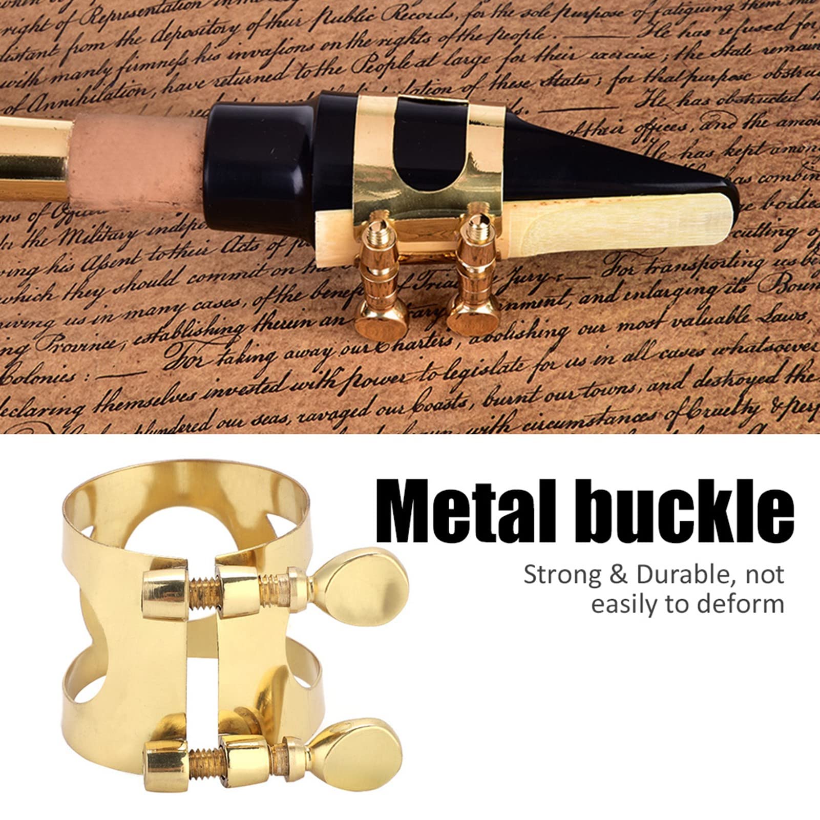 Embouchure de Saxophone Ténor, Embouchure en ABS de Saxophone avec Boucle à Capuchon Reed Pads Instruments de Musique pour Débutants et Intermédiaires