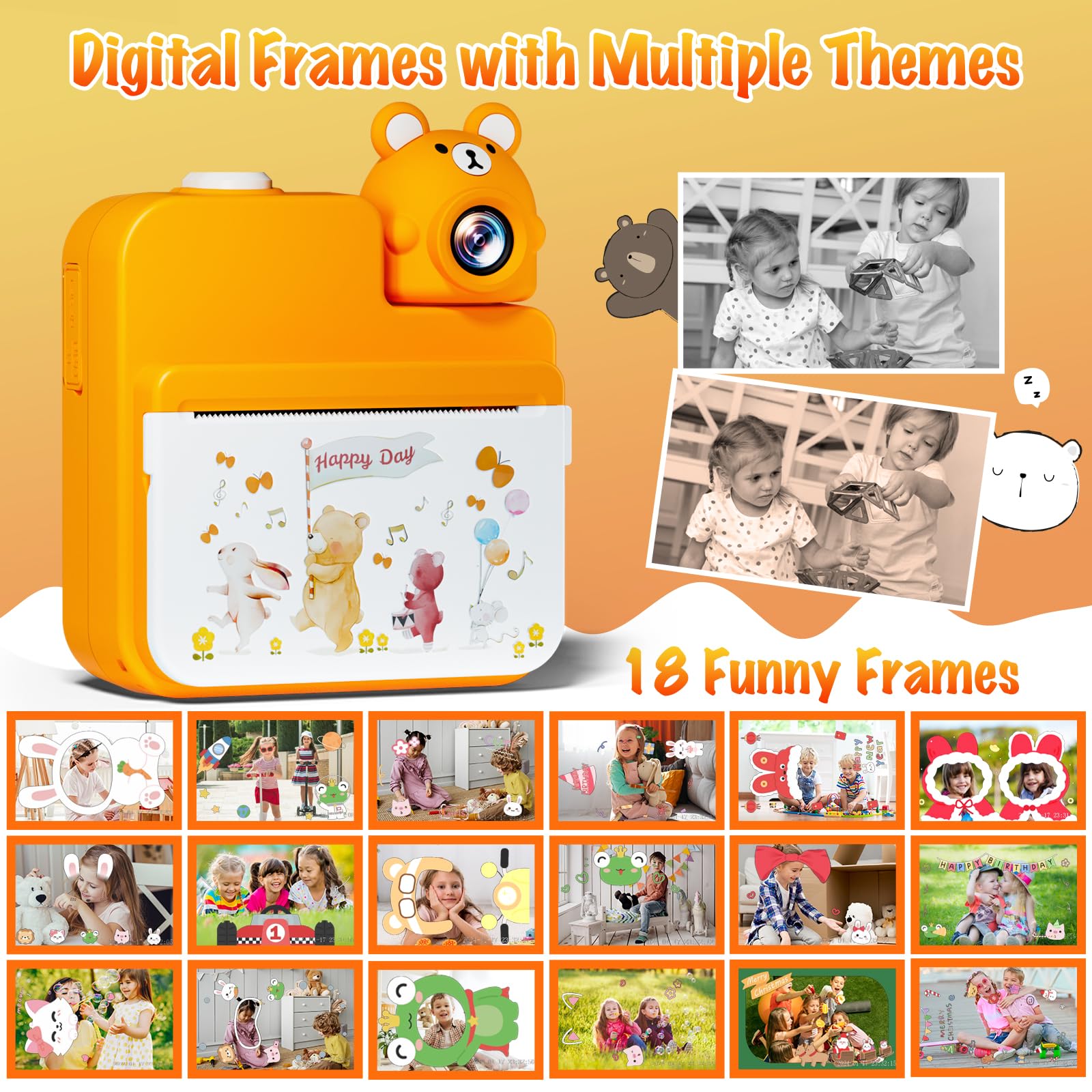 Gofunly Macchina Fotografica Bambini Istantanea, 3,0 Pollici Fotocamera Istantanea Bambini con 32GB Scheda & 3 Carta Stampa, 14MP/1080P HD Videocamera Fotocamera Digitali per Bambino da 3-12 Anni