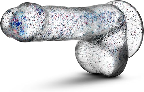 Miniatura 6 de Blush Naturally Yours - Consolador pequeño con purpurina de 6 pulgadas con bolas, polla suave realista, ventosa, arnés compatible con hombres y