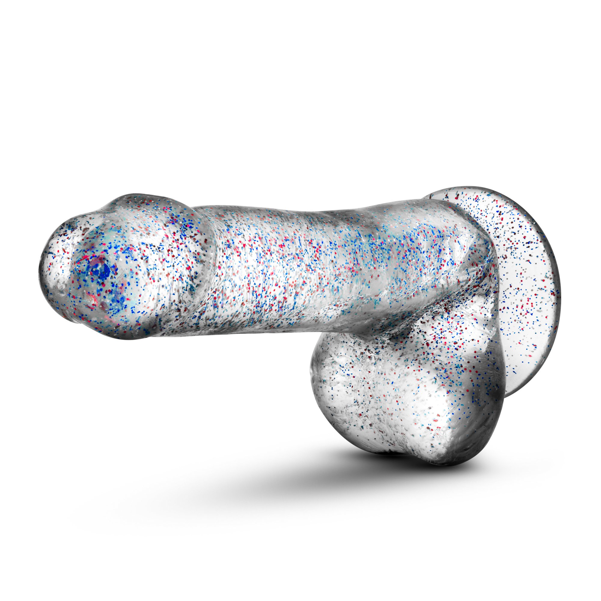 Blush Naturally Yours 6" Small Glitter Dildo w/Balls, Realistic Soft Cock, Suction Cup, Harness Compatible Male Female Anal & Vaginal Pleasure Play Adult Sex Toy Penis for Women, Men, Couples - Clear