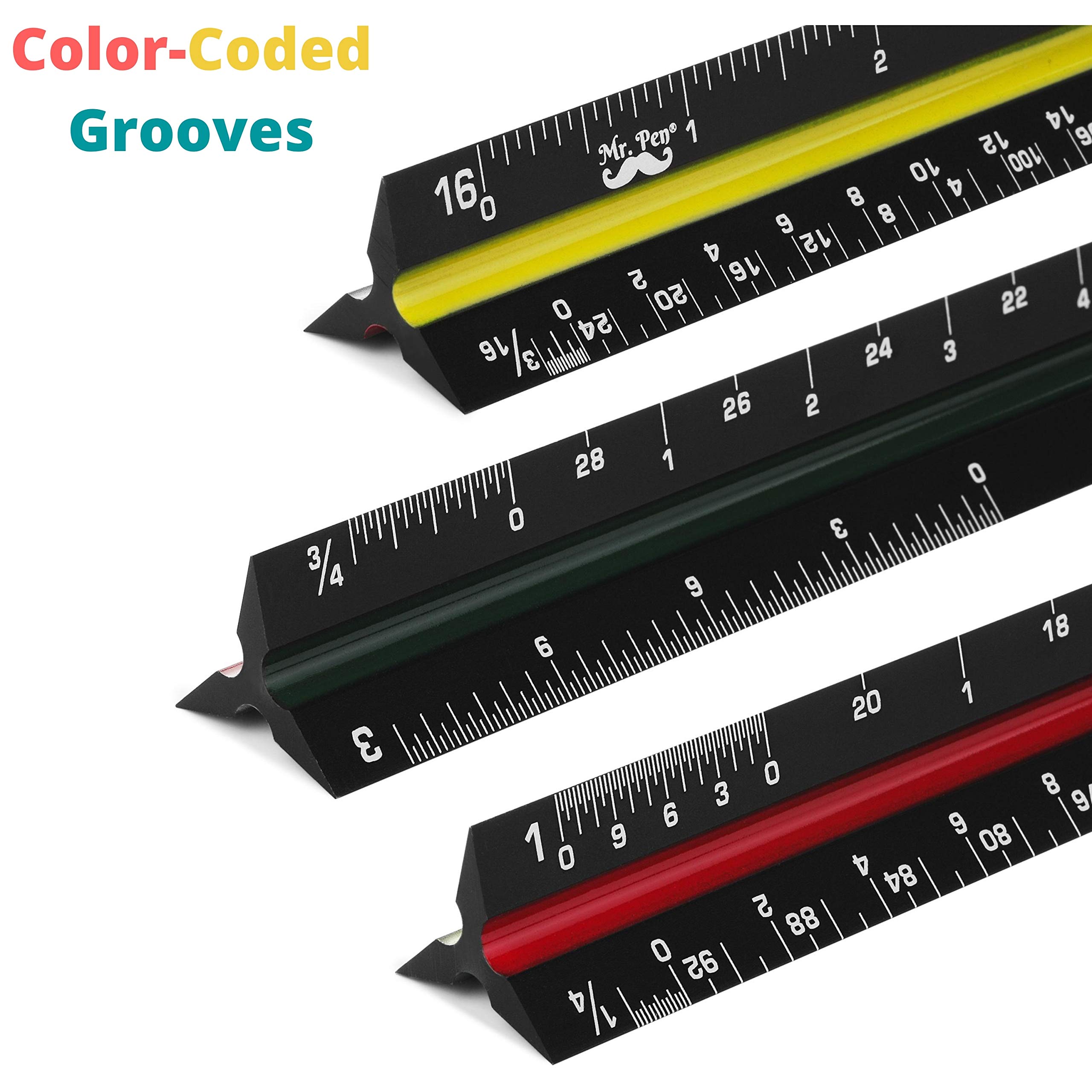 Mr. Pen Architectural Scale, Scale Ruler, 12 inch, Black, Scale Ruler