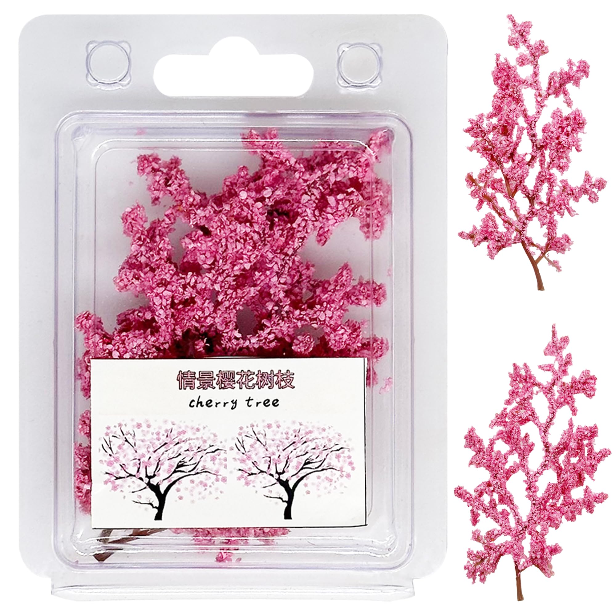 Cayway Miniature Colorful Flower Cluster, Pink Trees Static Grass Tufts Flower Vegetation Groups for DIY Model Train Landscape Railroad Scenery