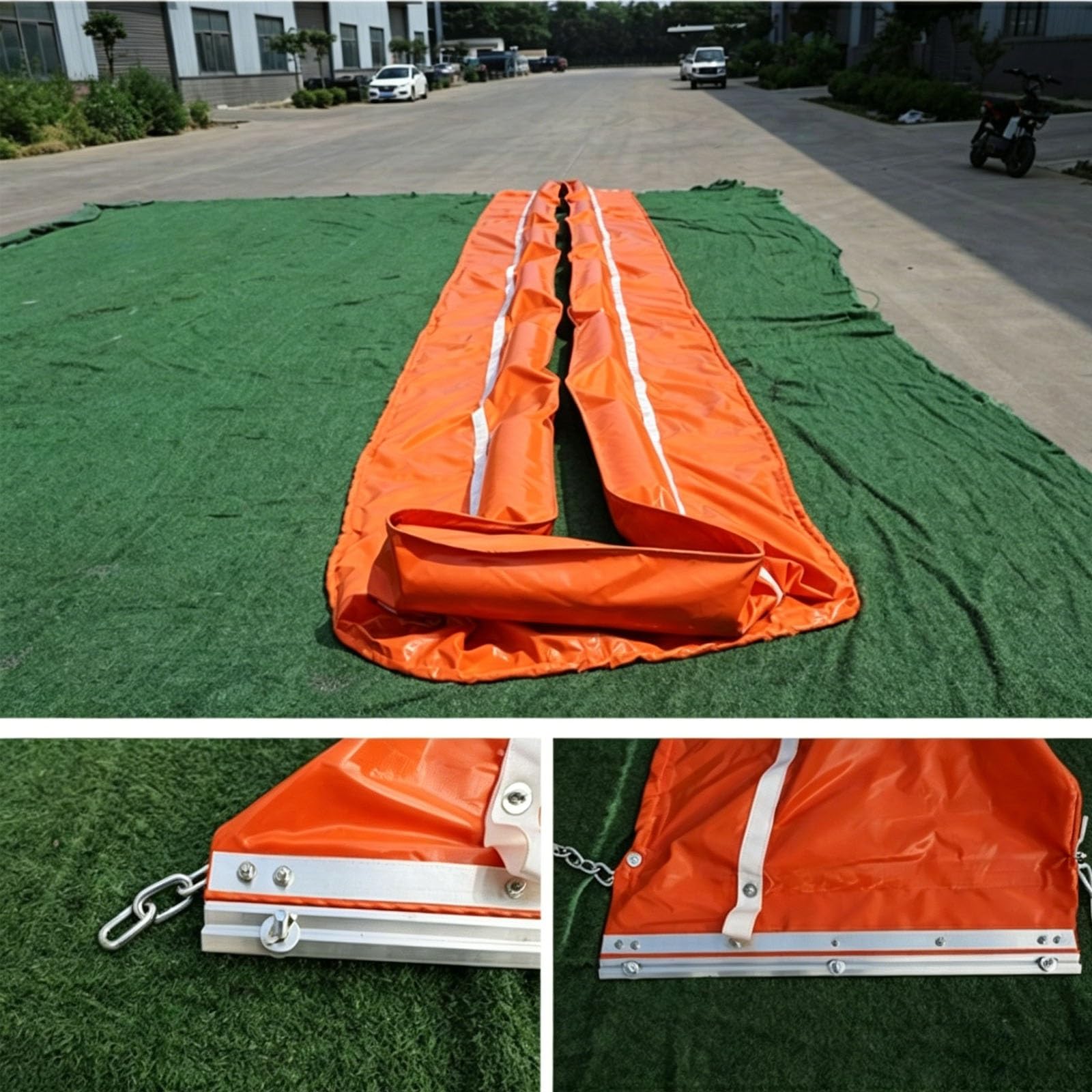Barrière Anti-déversement d'hydrocarbures Industrielle pour la Lutte Contre Les déversements - Barrière d'eau en PVC Haute résistance pour rivières et Ports, Longueurs Personnalisables (10 m