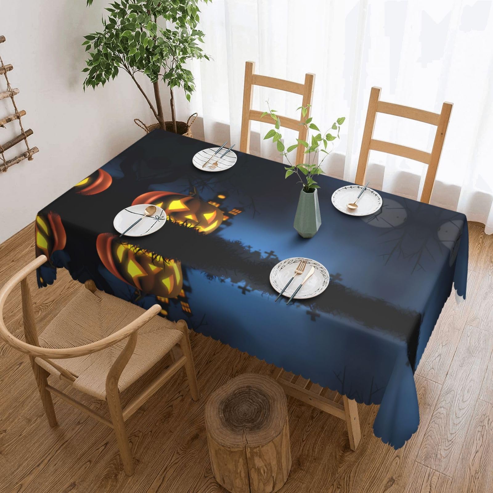 MROWYC Halloween Pumpkin Printed tablecloths are suitable for hotels, picnics, and parties, and can effectively protect the tabletop