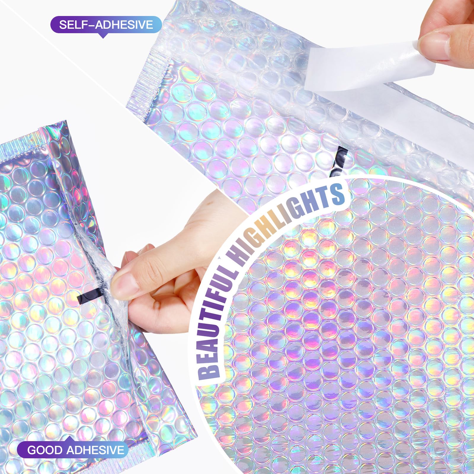 30 Pieces Holographic Bubble Mailers Padded Mailer Holographic Bubble Mailers
