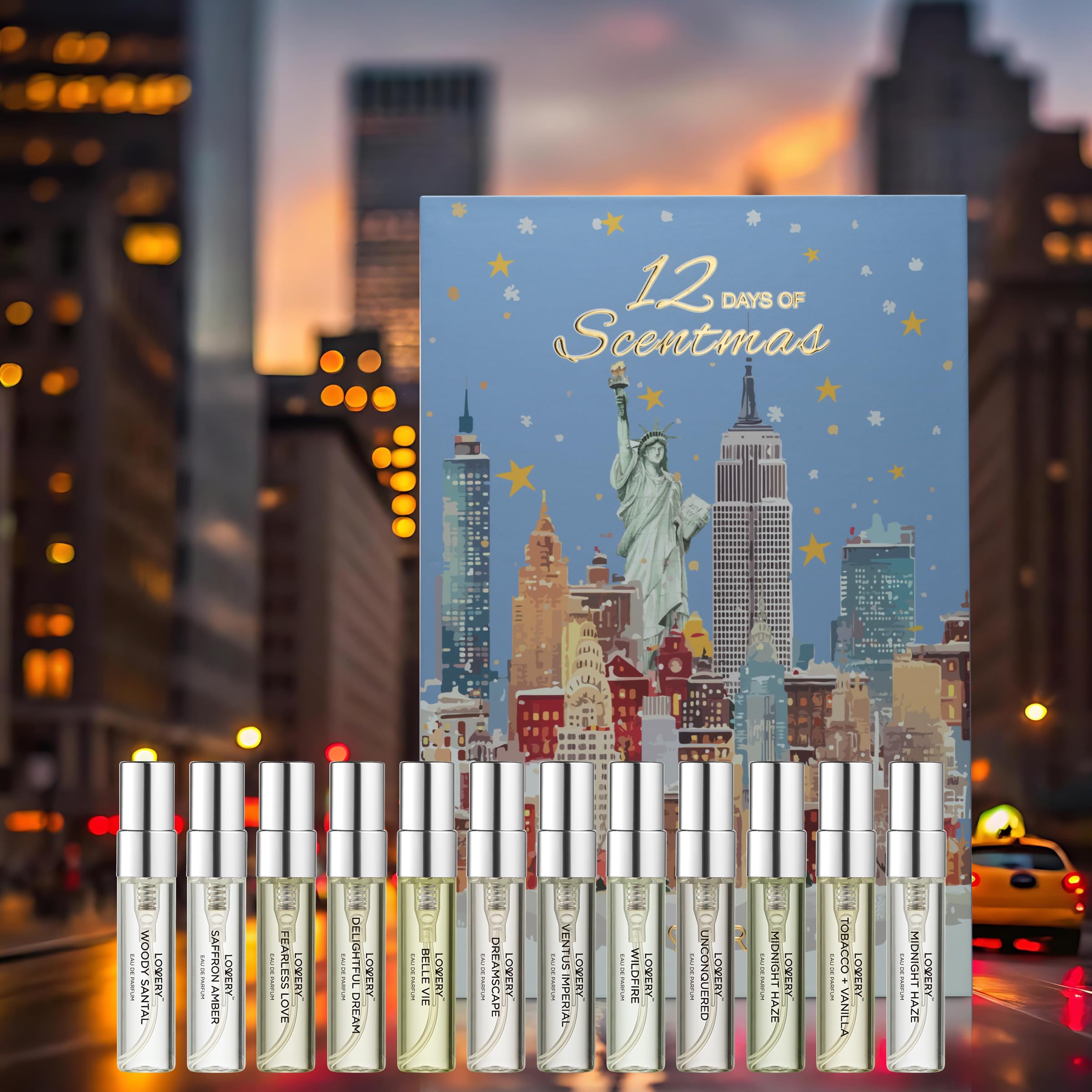 Beauty Advent Calendar 2025 - 12 Days of Perfume Advent Calendar for Women – Luxury Fragrance Gift Set 12 Mini Perfume Sprays – Christmas Gifts Holiday Countdown Gift in Festive New York City Design view 4