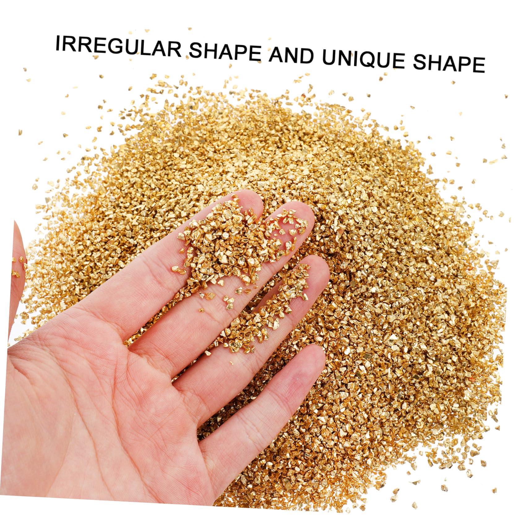 Unregelmäßiges Glas 500g Gold Metallic Chips 2mm Bastelmaterial für Epoxidharz Nagelkunst und Kreative Dekorationen