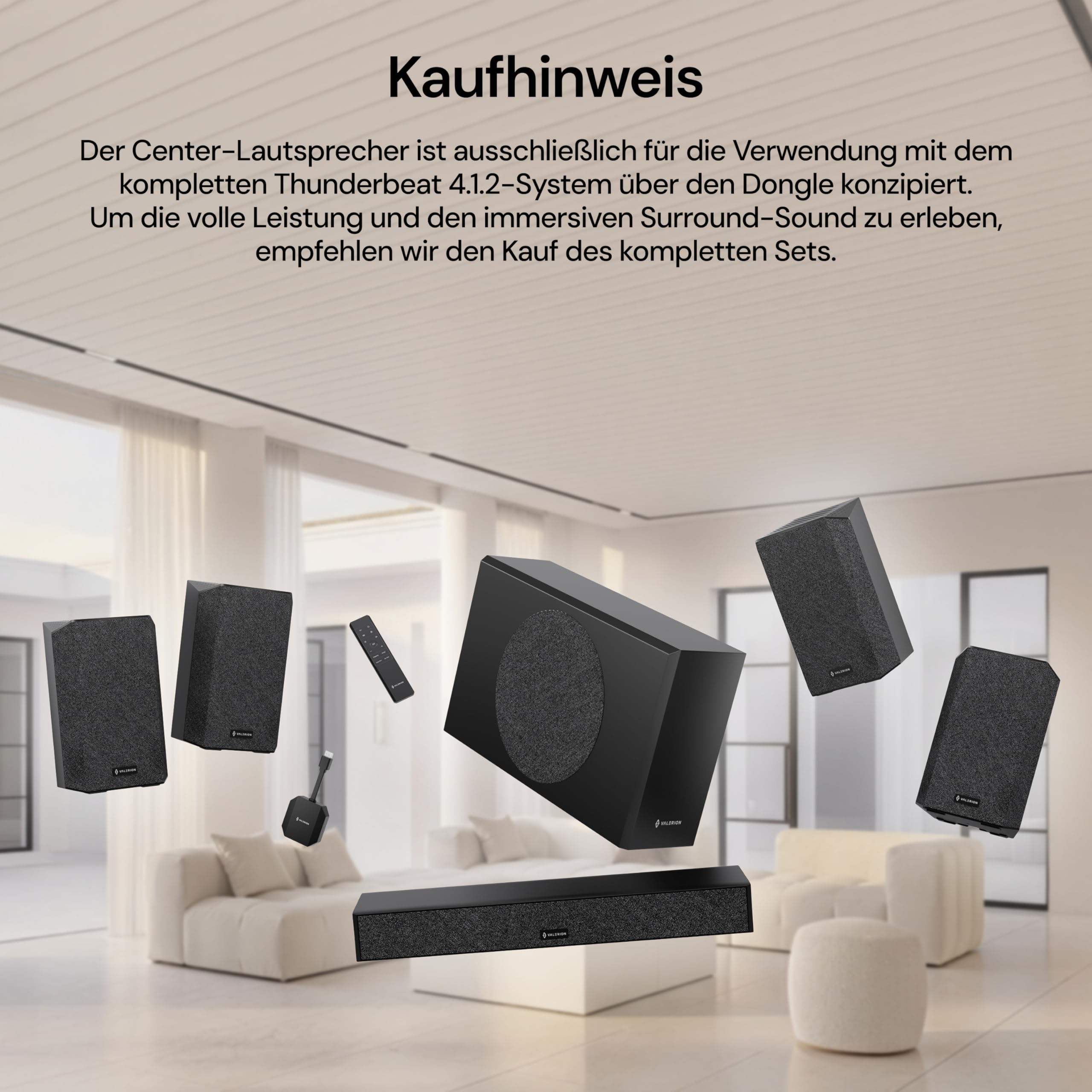 Valerion ThunderBeat 5.1.2 Kabelloses Dolby Atmos Heimkino-System 840W