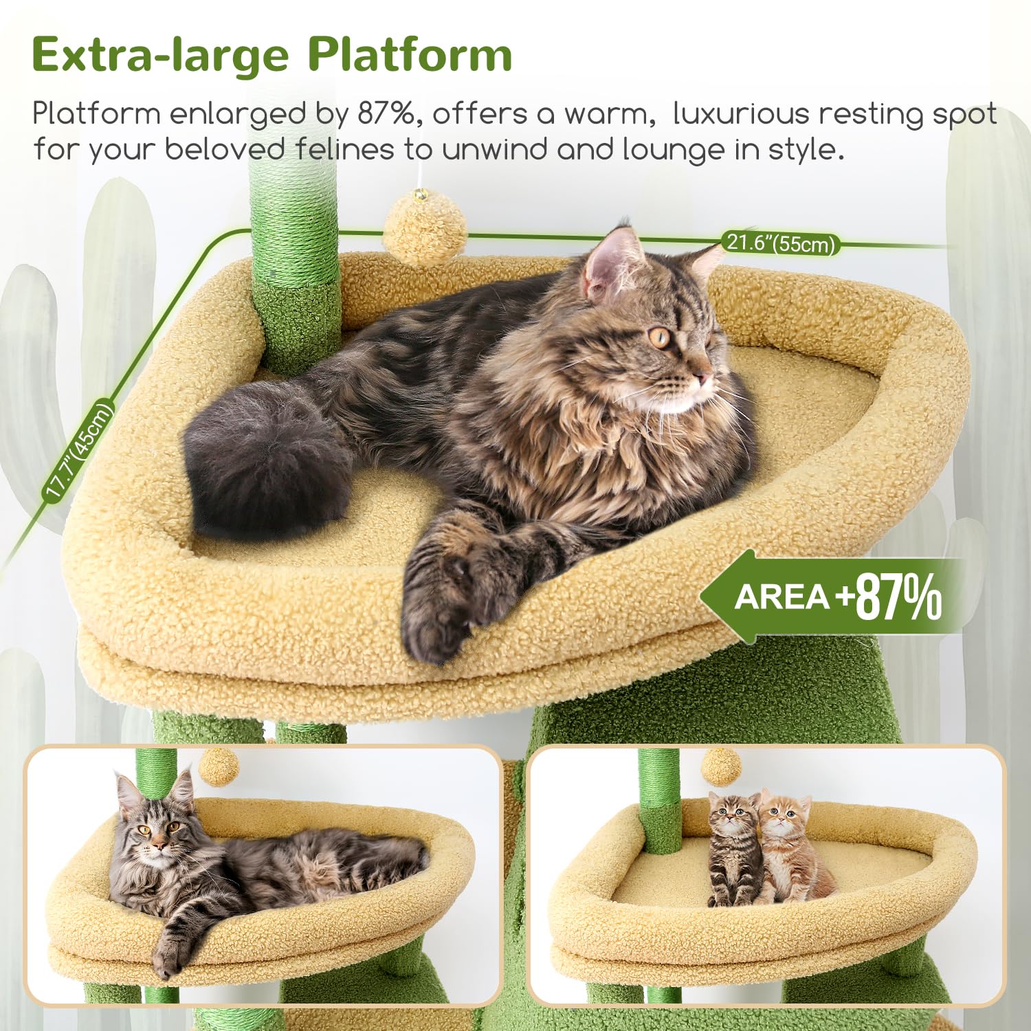 Globlazer Kattenboom Cactus Groen Grote, Krabpaal XXl hoog 204 cm met 3 Globlazer Kattenboom Cactus Groen Grote, Krabpaal XXl hoog 204 cm met 3
