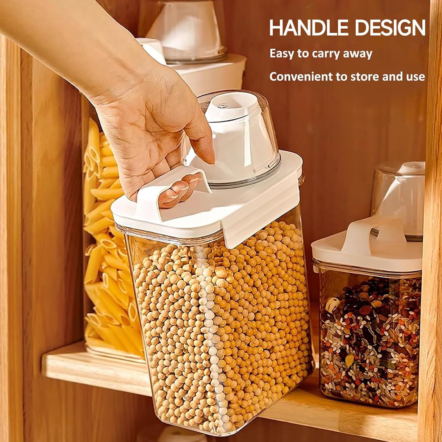 Storage Cereal Organizers Containers Sets,Food Grade BPA free PET Material Reusable，Airtight food storage containers with lids， kitchen organizers and storage Total(2 pcs 2300ml 2 pcs 1100ml) - Image 8