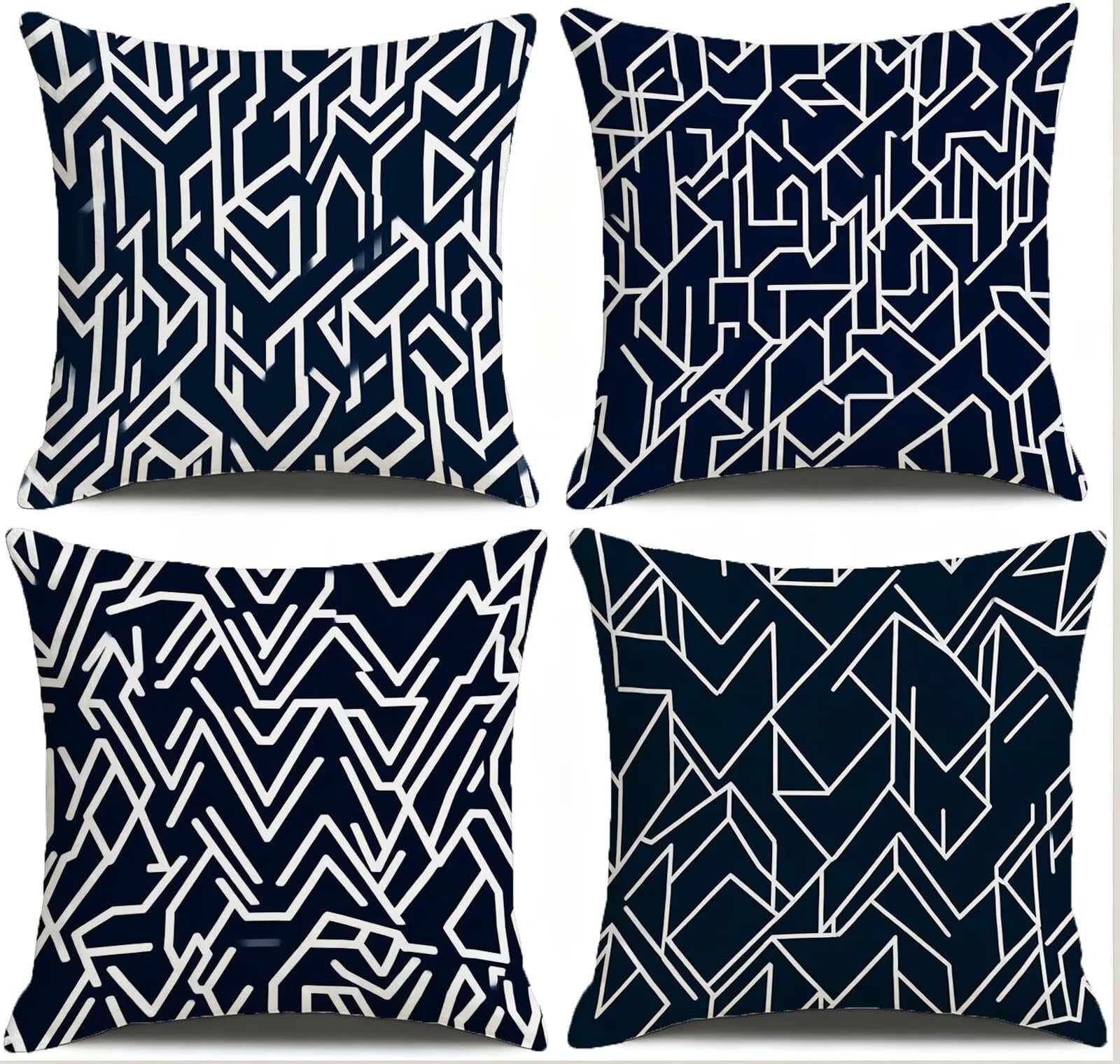 Blu Federe Cuscini Divano 65x65cm, Cuscini da Esterno Set de 4, Cod-289