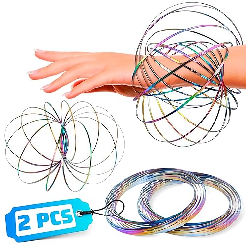 2 piezas de anillo de flujo giratorio de anillo de juguete de brazo 5.1 pulgadas de color Juguete de flujo de ansiedad cambiante con una