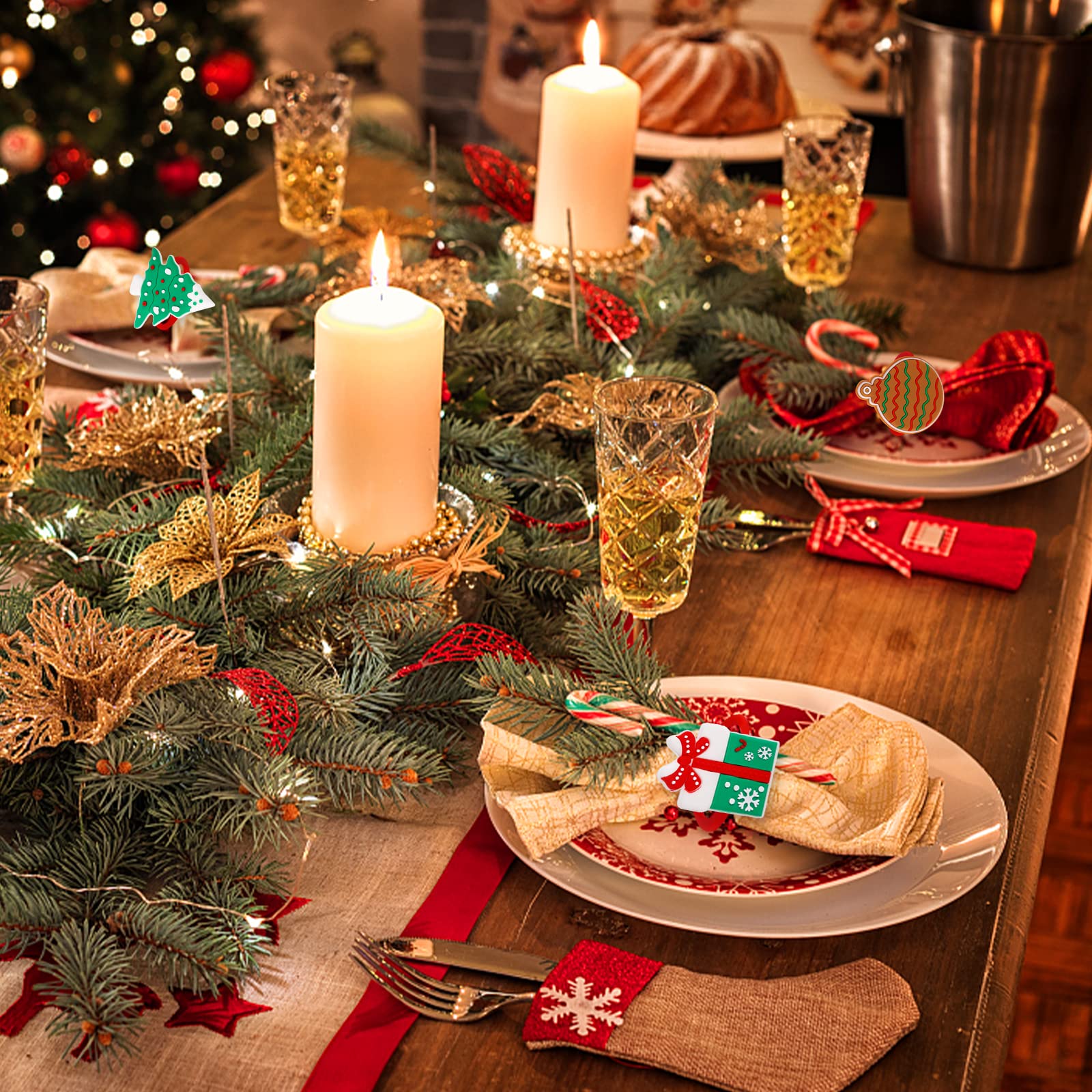 Handgeschilderde keramische kerst servet ringen (set van 4) (Snowman) Servethouder