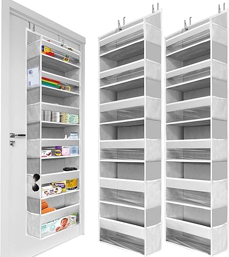 HOMELUX THEORY Organizador de puerta resistente de 2 piezas de 55 x 14 x 6.7 pulgadas, 6 bolsillos delanteros grandes y 12 bolsillos laterales,