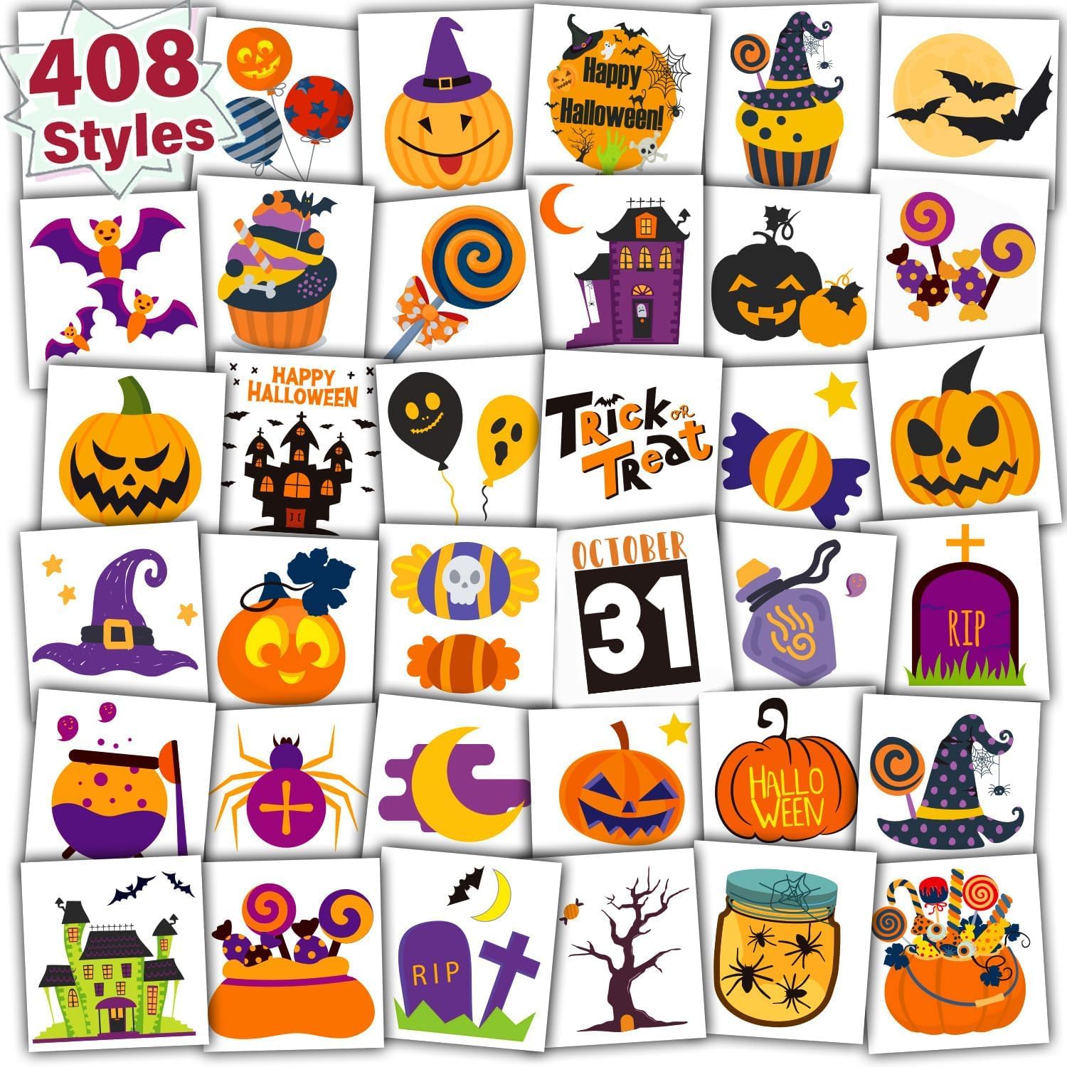 Partywind Halloween Tattoos for Kids Party Decorations