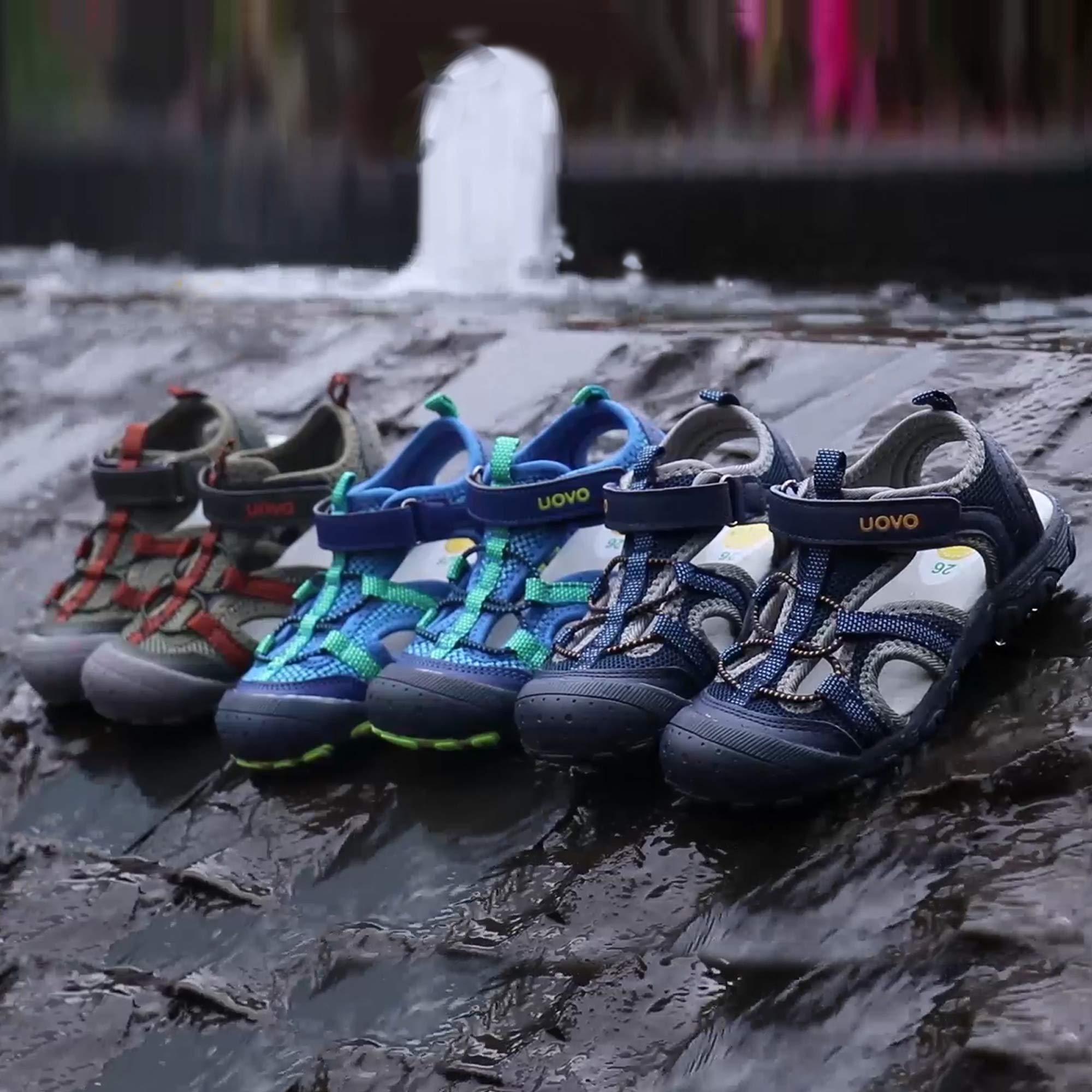 UOVO Sandały chłopięce do trekkingu, wędrówek, dla dzieci, buty letnie, outdoorowe, z zamkniętymi palcami, sportowe sandały 25-35