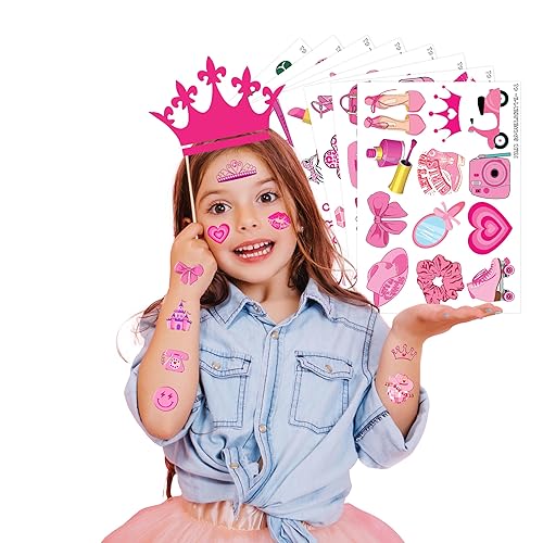 Miniatura 3 de 96 tatuajes temporales rosados, tatuajes rosados  rosa intenso princesa despedida de soltera niña decoraciones de cumpleaños recuerdos de fiesta