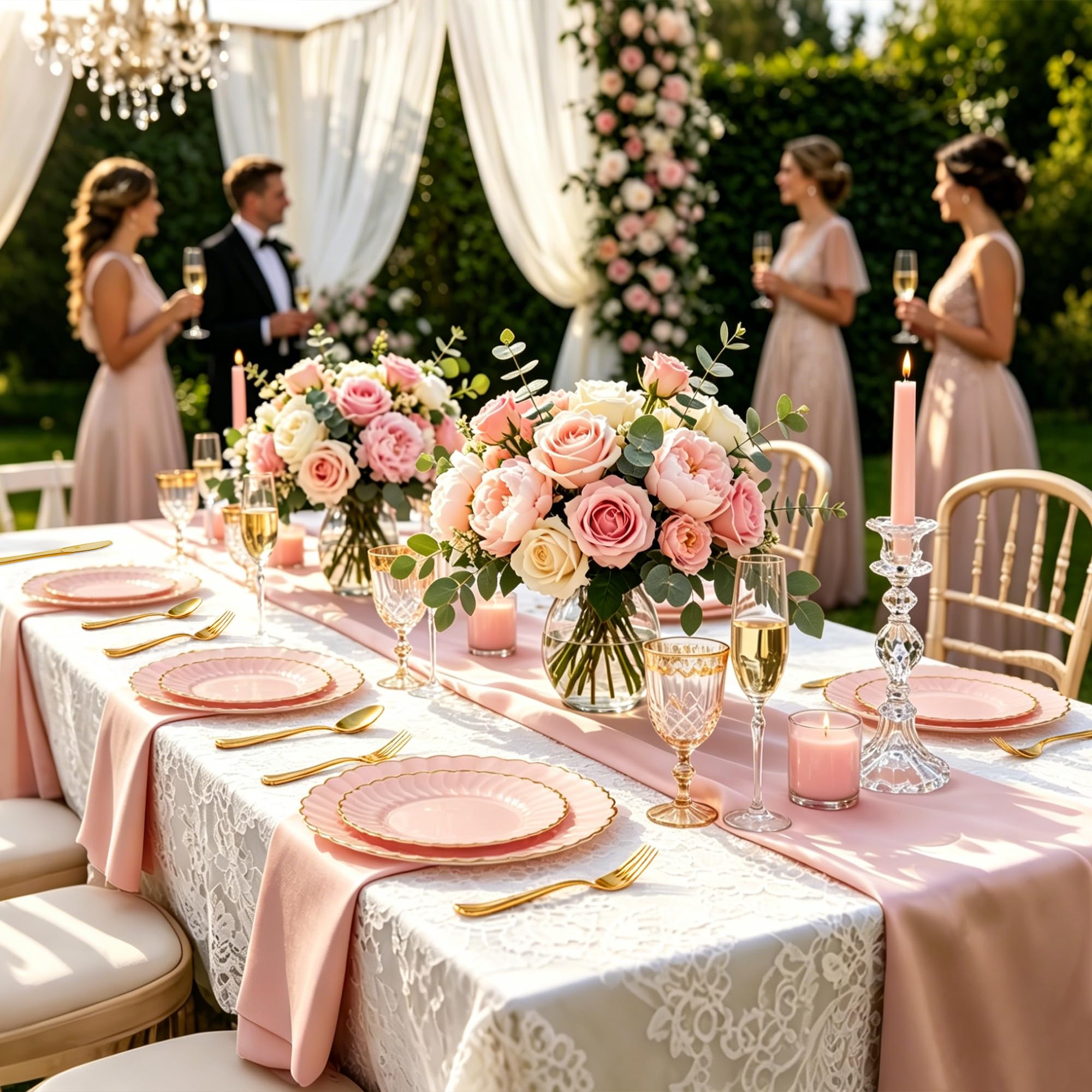 Pink Scalloped Plates - 150 Pcs for Parties & Events -7