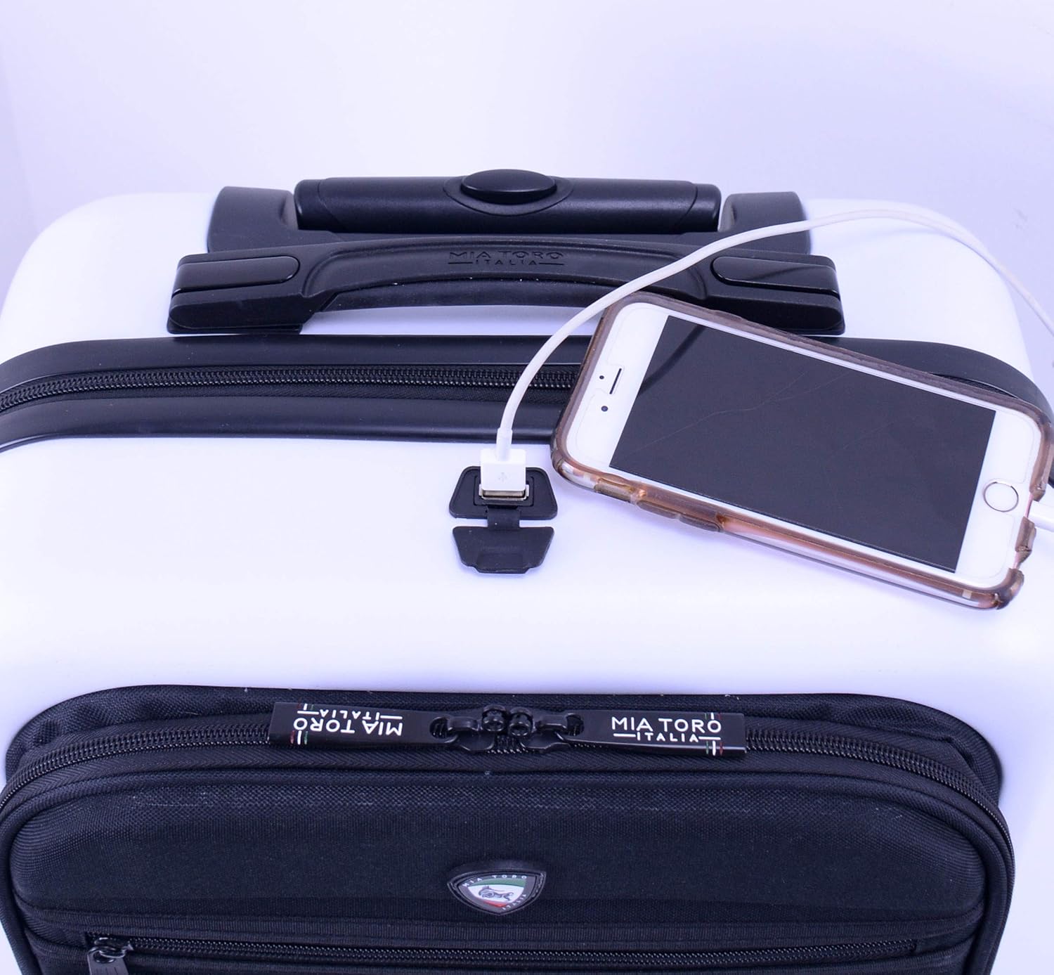 review Mia Toro Mio Calcare Italy Hardside Spinner 14 Inch Companion Bag, Charcoal, One Size