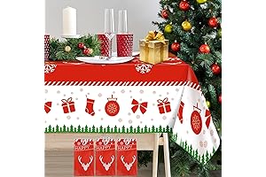 Christmas Tablecloths | Disposable Plastic Table Covers | Set of 3 | 54x108"