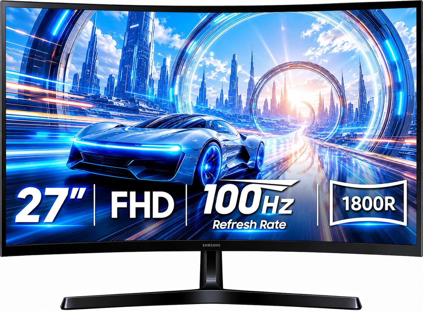 Photo 1 of Samsung 27" Essential S3 (S36GD) Series FHD 1800R Curved Computer Monitor | Advanced Eye Comfort | 100 Hz | Game Mode | HDMI and D-sub Ports