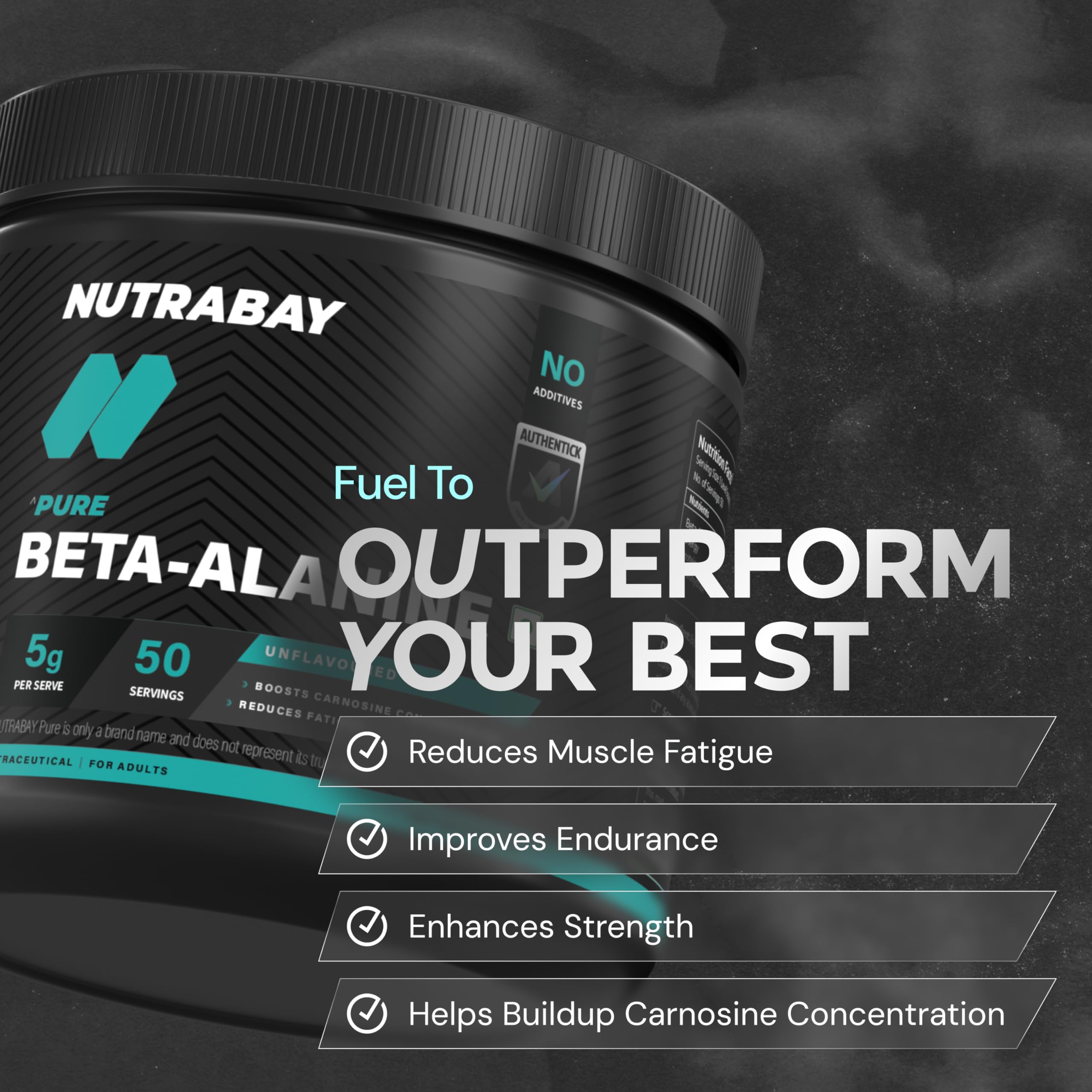 Nutrabay Pure 100% Beta Alanine - Unflavoured, 250g 2