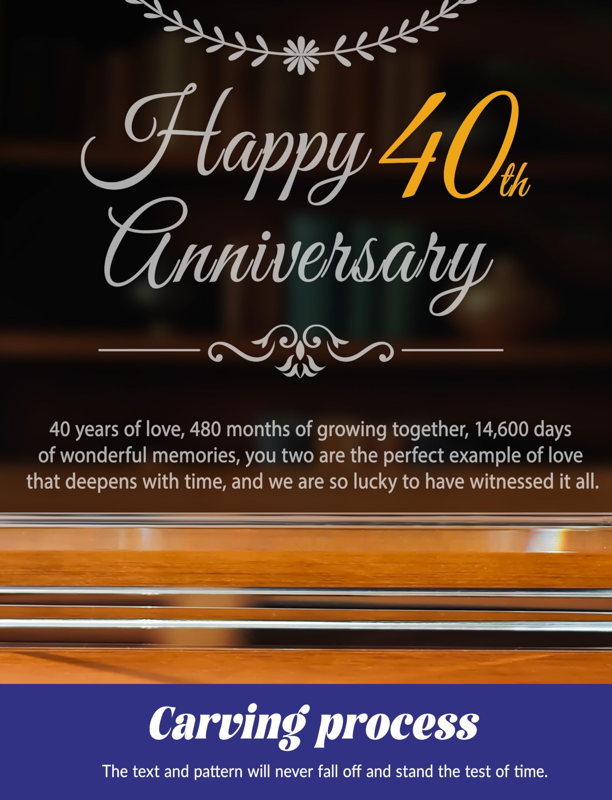 40th Wedding Anniversary Crystal Quartz Clock,40 Years of Marriage Gift,Happy Ruby Anniversary Decoration Gift,for Parents,Grandparents,Couple