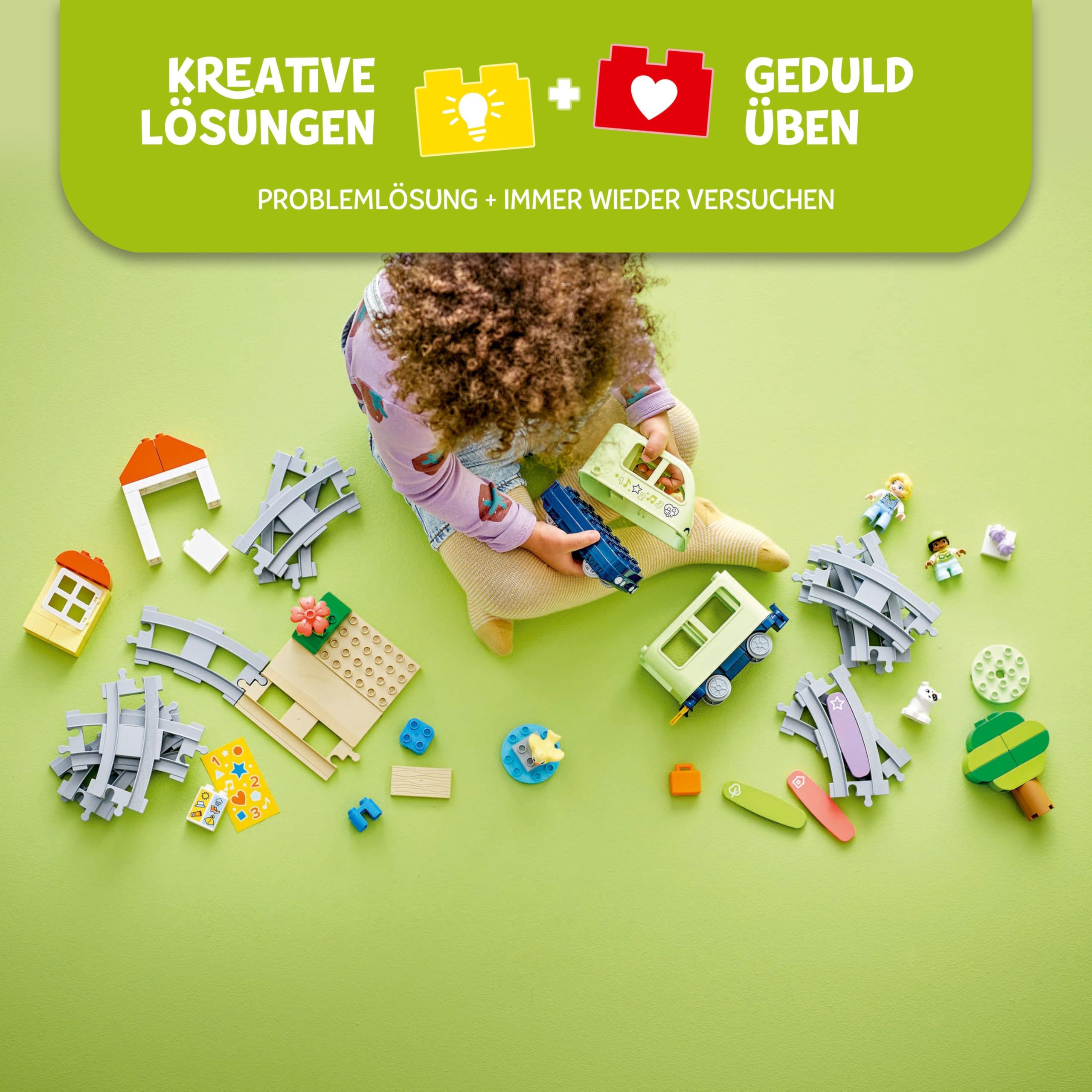LEGO DUPLO Interaktive Abenteuer-Eisenbahn - Lernspielzeug für Kleinkinder ab 2 Jahren – 14 Gleisstücke, Aktionssteine mit Geräuschen und 4 Spielfiguren – Geschenkidee für Jungen & Mädchen - 10427