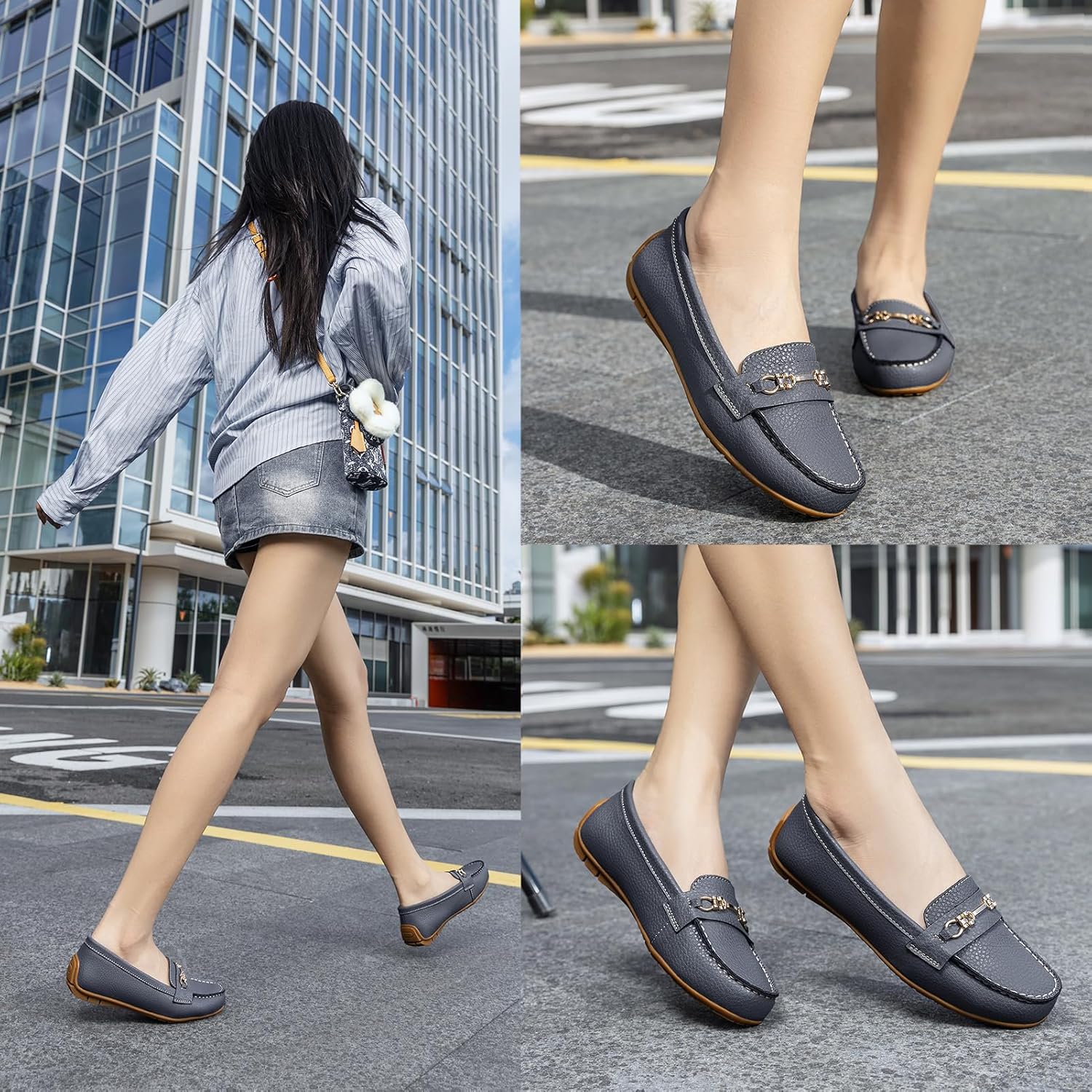 Loafers for Women Comfort Leather Loafers Cute Slip On Business Casual Dress Shoes Lightweight Work Flats Driving Mocs Walking Shoes for Women - Image 2