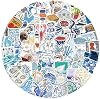 100pcs Aesthetic Stickers for Girl, Cute Ocean Beach Waterproof Vinyl Decal for Kids Teen Adult Student Water Bottle Laptop Phone Computer Skateboard Luggage Notebook Blue Ocean