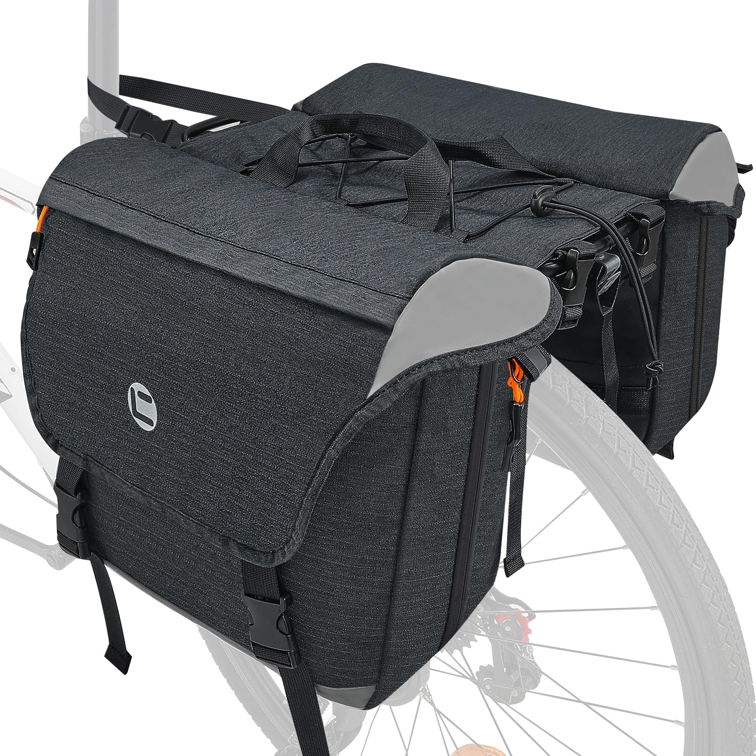 Eyein 35L Bike Pannier Bag - Water Resistant Large Capacity Bike Rear Rack Bag with Reflective Trim and Handle, Mountain Electric Bicycle Saddle Handbag Back Seat Storage Pouch for Cycling Traveling