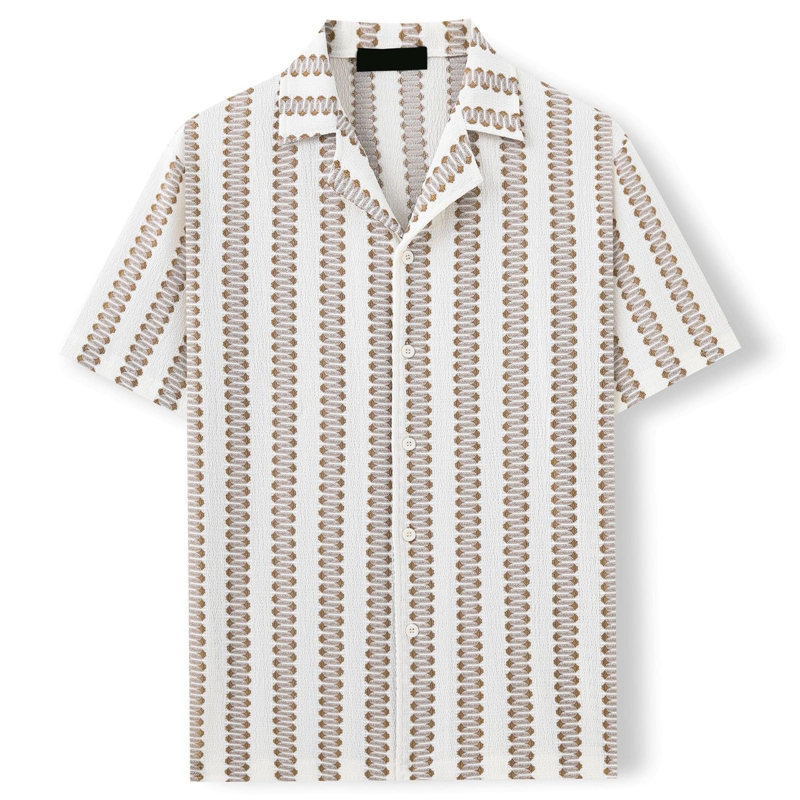DGZTWLL Camicia da uomo a maniche corte con bottoni a righe pastello con colletto da campeggio, vestibilità regolare, top casual con colletto per streetwear, estate e uso quotidiano